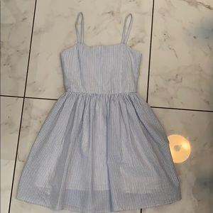 blue striped dress